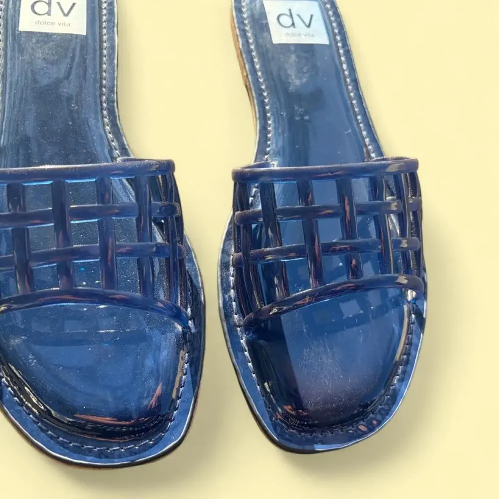 Chic navy blue jelly slide